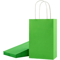Suncolor 24-Pack Green Gift Bags With Handles - 8"" Recyclable Party Favor Bags For Goodie Bag  Christmas  St. Patrick's Day  Birthdays & Holiday Events (Green)