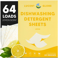 Lucent Globe Dishwasher Detergent Sheets - Powerful Clean For Dishes  Pots & Pans - Free From Harsh Chemicals - No Bulk Or Spills - Multi-Use For Dishwasher & Handwashing (Lemon Scent)