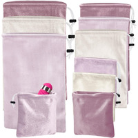 Amylove 9 Pcs Satin Game Toy Storage Bag Silk Drawstring Bags Gift Bags Pouches For Lightweight Toys Organizer Stuff Sack Foldable Travel Pouch For Women  3 Sizes(Pink Series)