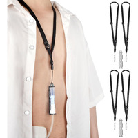 Apdtek 2 Pcs Peritoneal Dialysis Transfer Set Catheter Holder Accessories For Baxter 5C4482 5C4483  Pd Secure Shower Support For Men Women With 4 Pcs Ajustable Neck Lanyards - Black