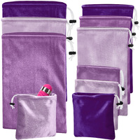 Amylove 9 Pcs Satin Game Toy Storage Bag Silk Drawstring Bags Gift Bags Pouches For Lightweight Toys Organizer Stuff Sack Foldable Travel Pouch For Women  3 Sizes(Purple Series)