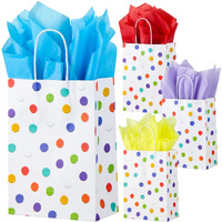 Blewindz 32Pcs Rainbow Small Gift Bags Bulk With 32Pcs Tissue Paper - Colorful Polka Dots Goodie Bags With Handles For Party Favors  Kids Birthday  Baby Shower  Wedding  Shoppings
