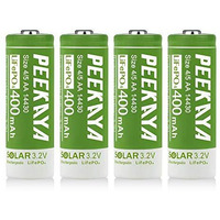 Peekaya (4-Pack) 14430 Rechargeable Battery Lifepo4 3.2V 400Mah For Ourdoor Gardan Solar Light (1.7In)  Eco-Friendly And Safe