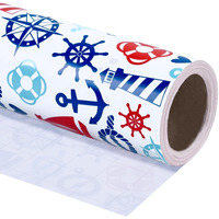 Wrapaholic Nautical Anchors Wrapping Paper Roll - 17 Inch X 33 Feet - Nautical Element Anchor Design Perfect For Birthday  Nautical Beach Decoration  Baby Shower