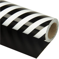 Wrapaholic Reversible Wrapping Paper - Mini Roll - 17 Inch X 33 Feet - Black And Stripes Design For Christmas  Birthday  Holiday  Wedding  Baby Shower