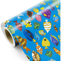 Wrapaholic Ocean Fish Wrapping Paper Roll - Mini Roll - 17 Inch X 16.5 Feet - Various Fish Theme Ocean Wrapping Paper Perfect For Baby Shower  Kids Boy Girl Birthday