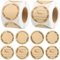 600 Pcs Canning Labels 2"" Label Stickers For Jars  8 Design Wreath Homemade With Love Stickers  Round Kraft Sticker Labels For Food Containers Lids Bottle Labels