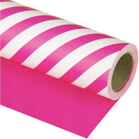 Wrapaholic Reversible Wrapping Paper - Mini Roll - 17 Inch X 33 Feet - Hot Pink And Stripes Design For Birthday  Holiday  Wedding  Baby Shower