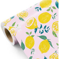 Wrapaholic Lemon Wrapping Paper Roll - Mini Roll - 17 Inch X 33 Feet - Lemon And Leaves Fruits Wrapping Paper Perfect For Birthday  Wedding  Bridal Shower