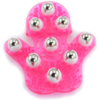 Samyo Palm Shaped Massage Glove Body Massager With 9 360-Degree-Roller Metal Roller Ball Beauty Body Care (Pink)