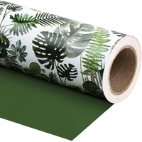 Wrapaholic Reversible Tropical Wrapping Paper - Mini Roll - 17 Inch X 33 Feet - Green Monstera Leaf Hawaii Wrapping Paper For Birthday  Wedding  Bridal Shower  Baby Shower