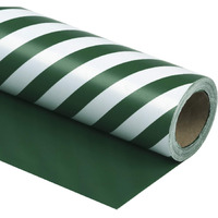 Wrapaholic Reversible Wrapping Paper - Mini Roll - 17 Inch X 33 Feet - Dark Green And Stripes Design For Christmas  Birthday  Holiday  Wedding  Baby Shower