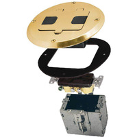 Raco 6239Bp Floor Kit With Recessed Duplex 15A Tr Device And Adjustable Steel Box  1-Gang  Brass