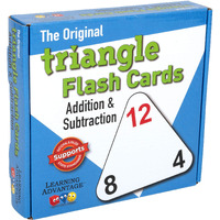 Learning Advantage Original Triangle Flash Cards - Addition And Subtraction - Set Of 20 - In-Home Learning - Math Flash Cards