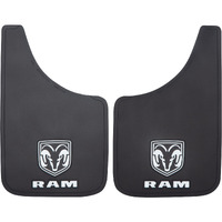 Plasticolor 000490R01 Ram White Logo Easy Fit 9""X15"" Mud Guard - Left And Right Set