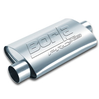 Borla 40359 Proxs Universal Performance Muffler 3"" Offset Inlet / 3"" Center Outlet 14"" Long Body 19"" Overall Length Un-Notched Necks Reversible Design T-304 Stainless Steel