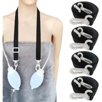 4Pcs Shower Lanyard For Mastectomy Drain Holder With 2 Hooks; Breast Cancer/Abdominal Debridement/Tummy Tuck Patients Surgical Drain Holder; Breast Surgery Recovery Care Supplies (Black)