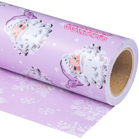Wrapaholic Reversible Christmas Wrapping Paper - Mini Roll - 17 Inch X 33 Feet - Purple Santa Claus Snowflake With Embossed For Christmas  Holiday