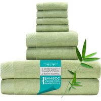 Bedvoyage Luxury Towels  8Pc Set  600 Gsm  Ultra Soft Viscose Derived From Bamboo Bath Towel  Super Absorbent  Extra Large - 2 Bath Size  2 Hand Towels  4 Washcloths (Sage)