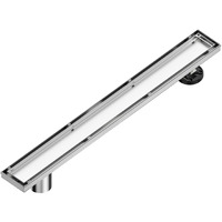 Neodrain 24-Inch Offset Linear Shower Drain With Tile Insert Grate Cover  Brushed 304 Stainless Steel Rectangle Side Outlet Shower Floor Drain  Adjustable Leveling Foot  Hair Strainer/Catcher