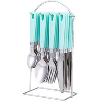 Cutiset 25 Piece Stainless Steel Flatware Set With Hanging Caddy (Green  25-Piece)