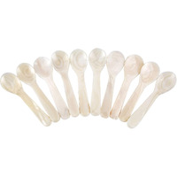 Duebel Set Of 10 White Mother Of Pearl 3.15'' Caviar Spoons For Caviar  Egg  Coffee Serving (White  8Cm X 2.3Cm)