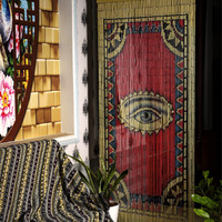 Tachilc The Eye Bamboo Beaded Curtain For Doorway  Boho Beaded Curtain For Closets  Door Beads Decoration  Bamboo Beads For Doorways 35.5 In X 78 In