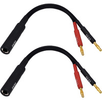 Cess-020 1/4 Inch Ts To Dual Banana Plug Speaker Adaptor  6 Inch - Mono 6.35Mm Female Jack To Banana Cable - 2 Pack