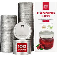 Forjars - Canning Lids Regular Mouth  100-Pack - Create Airtight Seals On Mason Jars To Preserve Food For Meal Prep & Food Storage - 2.7 In. Steel Lids With Silicone Seals - Canning Supplies