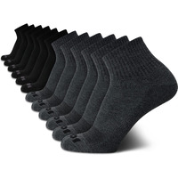 And1 Men's Quarter Socks - 12 Pack Cushioned Athletic Ankle Socks For Men - Performance Stretch Mens Sports Socks (6-12.5)  Size 6-12.5  Black/Grey