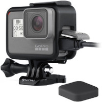 Frame Mount Housing Case For Gopro Hero 5/6/7 Black Action Camera - Protective Case With Quick Release Buckle  Long Thumb Bolt Screw  And Lens Cap - Black