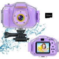 Deker Kids Waterproof Camera  Christmas Birthday Gifts For Boys Girls Toys 3-12 Year Old  Underwater Mini Children Hd Digital Action Camcorder  2 Inch Ips Screen With 32Gb Card (Lavender)
