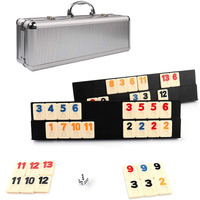 Kaile 106 Rummy Tiles Game  Rummy Cube Sets Travel Game Outlasting Color With Aluminum Case & 4 Anti-Skid Durable Trays 2-4 Palyers