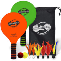 Paddle Ball Game Jazzminton Deluxe With Led Birdie - Indoor/Outdoor Game For Kids  Teens And Adults