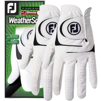 Footjoy Men's Weathersof 2-Pack Prior Generation Golf Glove White Medium/Large  Worn On Left Hand  2 Count (Pack Of 1)