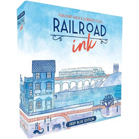 Horrible Guild Railroad Ink: Deep Blue Edition - Roll Dice And Draw Railways And Routes  7 Rounds To Expand Your Rail Map - Expansion Dice Included Ages 8 & Up (Packaging May Vary)