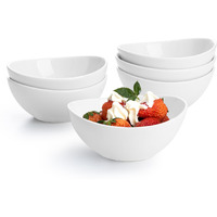 Sweese 5 Inch Porcelain Small 10 Oz Bowls Set Of 6  For Dessert | Ice Cream | Soup | Rice | Fruits | Small Portions - Microwave  Dishwasher  And Oven Safe - White