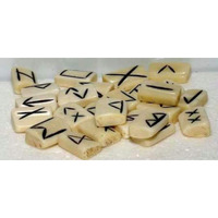 Casting Magic Water Buffalo Bone 25 Piece Elder Futhark Rune Stone Set