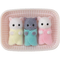 Calico Critters Persian Cat Triplets - Collectible Dollhouse Figures With Cradle Accessory