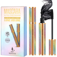 2 Pack Mascara Black Volume And Length Lasting All Day  4D Silk Fiber Lash Mascara  Waterproof Mascara Lengthening No Clumping  No Smudging & Easy To Remove