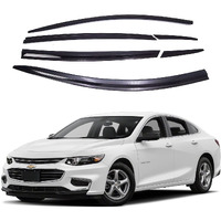 Autoclover Tape-On Rain Guards Window Visors 6 Pcs Set For Chevrolet Malibu 2016 2017 2018 2019 2020 2021 2022 2023 2024 / Window Deflectors  Out-Channel Vent Shades (Smoked)