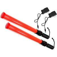 Imbaprice (2-Pack 21"" Long Traffic Safety Rechargeable Flashing Led Light Control Wand Baton Flashlight With Blinking And Steady-Glow Flashing Modes For Parking Guides