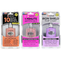 Nail-Aid 3Pk Of 10 Quick Hacks + 1 Minute Artificials + Iron Shield Top Coat  Clear  N/A  1.65 Fl Ounce