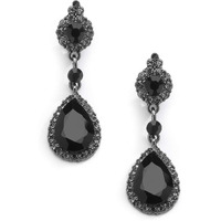 Mariell Black Crystal Teardrop Dangle Clip-On Earrings  Jewlery For Brides  Bridesmaids  Prom And Wedding
