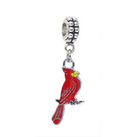 Dangle Red Cardinal Bird Charm Bead For Bracelets