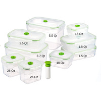 Lasting Freshness 19 Piece Vacuum Seal Food Storage Containers With Vacuum Pump  Airtight And Leak Proof  Vacuum Sealed Food Storage Containers  Meal Prep Containers  Keep Food Fresh Up To 5 X Longer