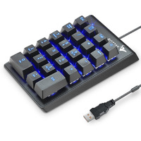 Rottay Number Pad  Mechanical Usb Wired Numeric Keypad With Blue Led Backlit 22 Key Numpad For Laptop Desktop Computer Pc Black (Blue Switches)