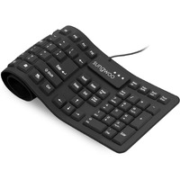 Sungwoo Foldable Silicone Keyboard Usb Wired Standard Keyboard Waterproof Rollup Keyboard For Pc Notebook Laptop  Full Size (Black)