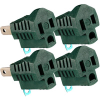 2 Prong To 3 Prong Outlet Adapter  Polarized Grounding Converter Etl Two Prong To Three Prongs Outlets 4 Pack Green Etl Listed