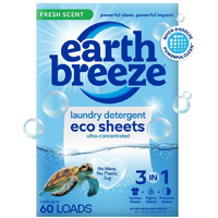 Earth Breeze Laundry Detergent Sheets Fresh Scent - 60 Loads No Plastic Jug Concentrated Laundry Detergent 30 Sheets